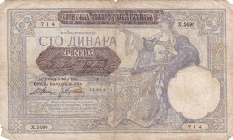 BILLET DE 100 DINARA - Yougoslavie