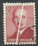 Turkey; 1948 London Printing Inonu Postage Stamp 12 K. "Pleat" ERROR - Usados