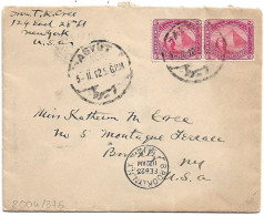 (C04) COVER WITH 5M. X2 STAMPS - ASYUT => USA 1912 - ON BACK COOK'S NILE SERVICE MARK + CAIRO ASYUT/ &VV - 1866-1914 Khedivato De Egipto