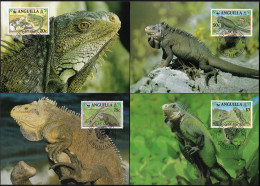 Anguilla 1997 Y&T 903 à 906. Cartes Maxima WWF, Iguane - Autres & Non Classés