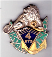 4° RTS. 4° Régiment De Tirailleurs Sénégalais. émail Grand Feu, Vert Foncé, Plein. Drago. Béranger.Déposé. - Esercito