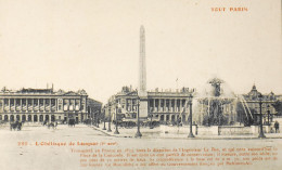 CPA. [75] > TOUT PARIS > N° 280 - Obelisque De Louqsor Place De La Concorde - (1er Arrt.) - 1908 - Coll. F. Fleury - TBE - Arrondissement: 01