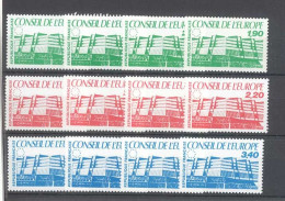 TIMBRE DE SERVICE - Conseil De L' Europe -4 Série De 3 Timbres - Yvert 93 à 95 - Neuf Sans Trace De Charnière - Mint/Hinged