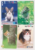 LOT De 4 Cartes JAPON - ANIMAL - CHAT - CAT JAPAN Prepaid Transport Ticket Cards Train Bus Metro - KATZE Karten - Cats