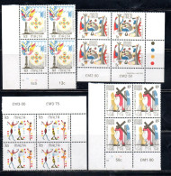 MALTA 1976 MALTESE FOLK FESTIVAL FOLKLORE FOLCLORE FESTA POPOLARE COMPLETE SET SERIE COMPLETA BLOCK QUARTINA MNH - Malte