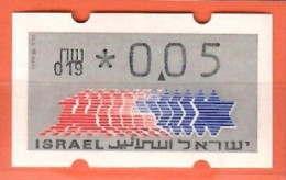 Israel, ATM (Klüssendorf); MiNr. 3; 0,05 NIS; Postfrisch, Automaten Nr. 019; A-2667 - Automatenmarken (Frama)