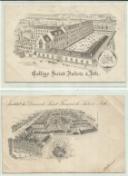 ATH - Collège Saint-Julien Et Institut Des Dames De Saint-François De Sales, Deux Cartes Lithographiées - Ath