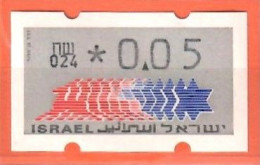Israel, ATM (Klüssendorf); MiNr. 3; 0,05 NIS; Postfrisch, Automaten Nr. 024; A-2677 - Franking Labels
