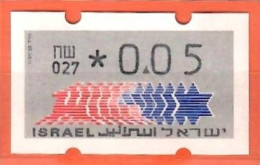 Israel, ATM (Klüssendorf); MiNr. 3; 0,05 NIS; Postfrisch, Automaten Nr. 027; A-2684 - Franking Labels