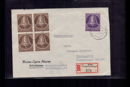 Bund Berlin Einschreiben MiFr + Vierereinheit Nach Stuttgart 1954 - Other & Unclassified