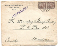 (C04) COVER WITH 1M. X2 STAMPS - BIRKET EL SAB => CANADA 1909 ? - PRINTED MATTER POSTAL RATE - 1866-1914 Khédivat D'Égypte