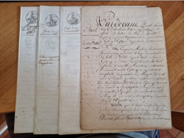 Lot De 4 Documents Notariaux De La Ville De Templeuve-en-Pévèle (Nord) Datés De 1813 - Manuscritos