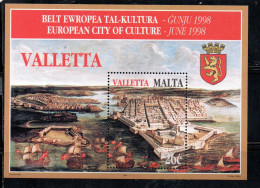 MALTA 1998 VALLETTA EUROPEAN CITY OF CULTURE BLOCK SHEET 26c MNH - Malta