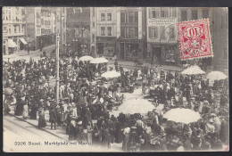 Basel - Marktplatz Mit Markt - Marché - 1907  - Autres & Non Classés