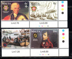 MALTA 1998 BICENTENARY FRENCH OCCUPATION OF NAPOLEON'S CAPTURE STRIP COMPLETE SET SERIE COMPLETA MNH - Malte