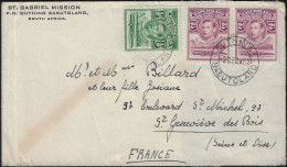 Basutoland / Lesotho 1952 Y&T 18 Et 21 Sur Lettre De Quthing à Ste Geneviève Des Bois. George VI, Crocodile Et Montagnes - Otros & Sin Clasificación