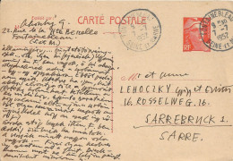 FRANCE. POSTAL STATIONERY FROM FONTAINEBLEAU TO SARRE. 1952 - Otros & Sin Clasificación