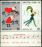 MUSIC-TEN LORDS A LAEAPING-ELEVEN PIPERS PIPING-SETENANT PAIR-CHRISTMAS-1967-CHRISTMAS ISLANDS-MNH-B6-762 - Musique