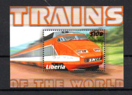 LIBERIA - B/F - M/S - 2001 - TRAINS - EISENBAHN - TRAINS OF THE WORLD - TGV - - Liberia