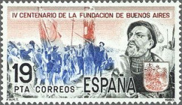 España 1980 Edifil 2584 Sello ** IV Centenario De La Fundación Buenos Aires Juan De Garay (1528-1583) Y Detalle Dibujo - Nuevos