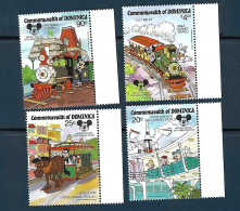 Dominica - 1987- Disney: Trains - Yv 987/90 - Disney