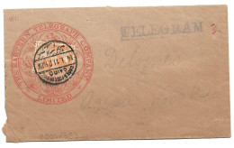 (C04) EASTERN TELEGRAM COVER WITH 3M. STAMP PERFIN "T C/ & S" (INVERTED) - COOKS POST OFFICE / CAIRO => COOK AGENCY - 1866-1914 Ägypten Khediva