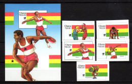 Ghana 1988 Olympic Games Seoul, Boxing, Weightlifting, Athletics Set Of 5 + S/s Imperf. MNH -scarce- - Estate 1988: Seul