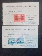 MAURICE. 1961. 2 Reçus  " Park Hotel MAURICIUS " Me CHARLES. - Mauritius (...-1967)