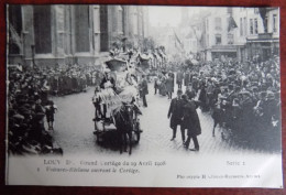 Cpa Louvain ; Grand Cortège Du 19.04.1908 - Voitures-réclame Ouvrant Le Cortège - Leuven