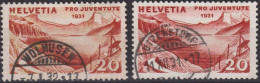 1931 Schweiz > Pro Juventute ° Mi:CH 248, Yt:CH 252, Zum:CH J59,!! Farbunteschied, Genfersee - Used Stamps