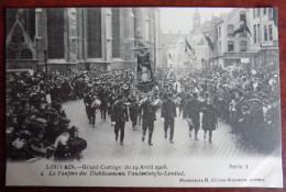 Cpa Louvain ; Grand Cortège Du 19.04.1908 - La Fanfare Des établissements Vandenberghs-Limited - Leuven