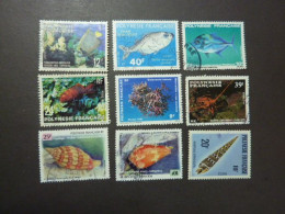 POLYNESIE FRANCAISE, Années 1979-96, YT N° 142-149-162-193-277-352-377-503-505 Oblitérés, Faune Du Lagon - Used Stamps
