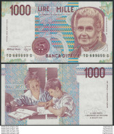 1994 Italia Lire 1.000 Maria Montessori FDS Rif BI 58D Gigante - Altri & Non Classificati