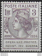 1924 Italia Parastatali Opera Lire 3 Bc MNH Sassone N. 56 - Altri & Non Classificati