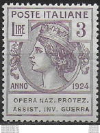 1924 Italia Parastatali Opera Lire 3 Bc MNH Sassone N. 56 - Other & Unclassified