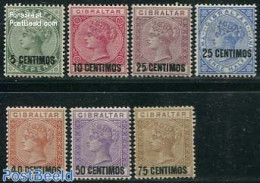 Gibraltar 1889 Centimos Overprints 7v, Unused (hinged) - Gibraltar