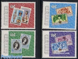 Bahamas 1993 Coronation Anniversary 4v, Mint NH, History - Kings & Queens (Royalty) - Stamps On Stamps - Familles Royales