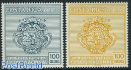 Costa Rica 1984 New Coat Of Arms 2v, Mint NH, History - Transport - Coat Of Arms - Ships And Boats - Barche