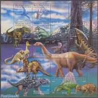 Central Africa 2001 Preh. Animals 12v M/s, Mint NH, Nature - Prehistoric Animals - Vor- U. Frühgeschichte