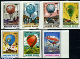 Hungary 1983 Manned Flight Bi-centenary 7v Imperforated, Mint NH, Nature - Transport - Horses - Automobiles - Balloons - Ongebruikt