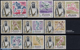 Fujeira 1964 Olympic Games 9v, Mint NH, Nature - Sport - Horses - Athletics - Fencing - Football - Olympic Games - Atletismo