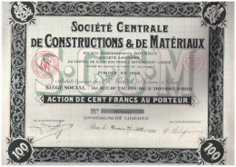 ACTION  Societe Centrale De Constructions Ancien Ets ROUSSIN Novembre 1928 Faubourg St Honoré PARIES - Industrial