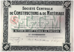 ACTION  Societe Centrale De Constructions Ancien Ets ROUSSIN Novembre 1928 Faubourg St Honoré PARIES - Industrie