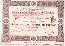 ACTIONS Russie - S.A. Des Mines De La Doubovaia Balka - Paris 1913 Action De 100 Francs - Mijnen
