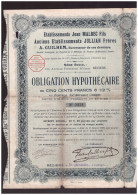 ACTION OBLIGATION  Hypothécaire De 500 Francs Etb J. MALBEC à GUILHEM Sérignan BEZIERS Janvier 1923 - Industrie