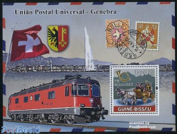 Guinea Bissau 2008 Postal Transport Switzerland S/s, Mint NH, Nature - Transport - Horses - Post - Stamps On Stamps - .. - Post