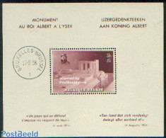 Belgium 1938 King Albert Monument S/s (always Canc. On Border), Unused (hinged), History - Kings & Queens (Royalty) - Neufs
