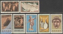 Greece 1959 Theatre 7v, Unused (hinged), Nature - Performance Art - Religion - Turtles - Musical Instruments - Theatre.. - Neufs