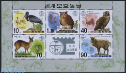 Korea, North 2001 Animal Protection 5v M/s, Mint NH, Nature - Animals (others & Mixed) - Birds - Birds Of Prey - Owls - Corée Du Nord