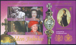 Ascension 2002 Elizabeth II Golden Jubilee S/s, Mint NH, History - Nature - Kings & Queens (Royalty) - Dogs - Koniklijke Families